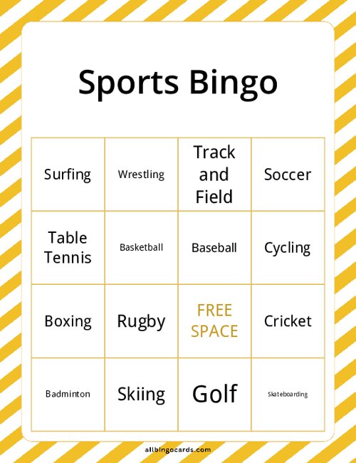 Sports Bingo