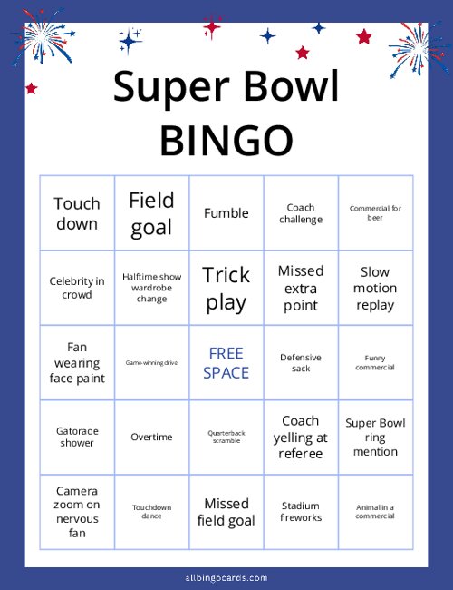 Super Bowl Bingo