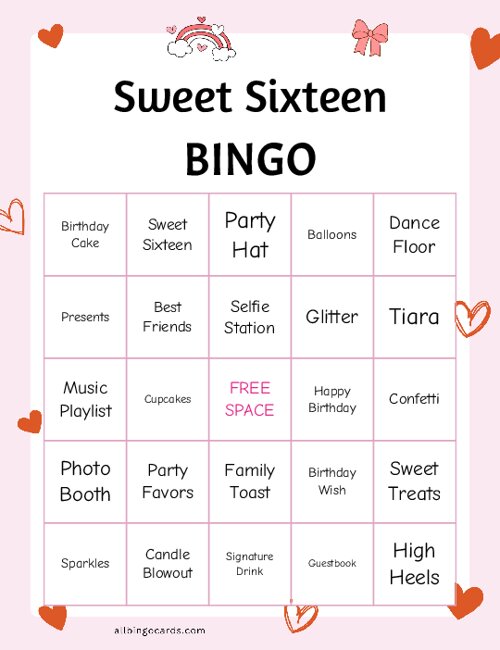 Sweet Sixteen Bingo