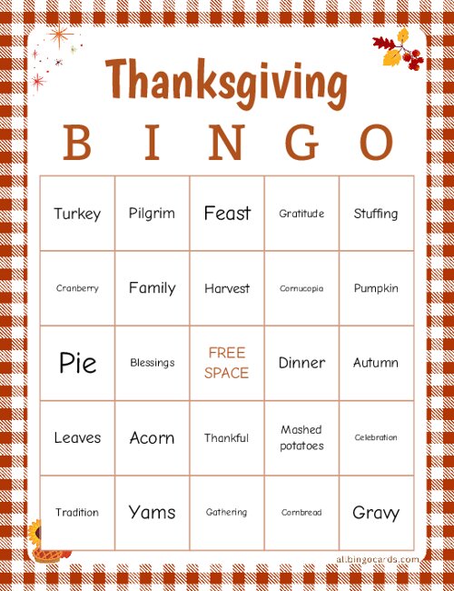 Thanksgiving Bingo