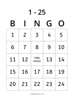 1-25 Number Bingo