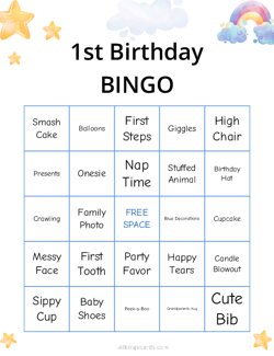 1st Birthday Bingo (Blue)