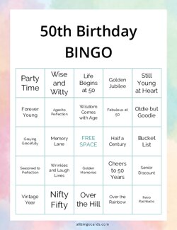 50th Birthday Bingo