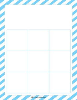 3x3 Blank Blue Stripes Bingo