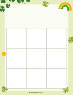 3x3 Blank Green Clovers Bingo