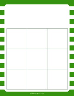 3x3 Blank Green Lines Bingo