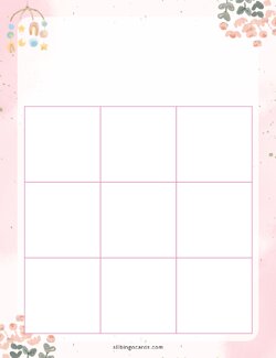 3x3 Blank Pink Baby Shower Bingo