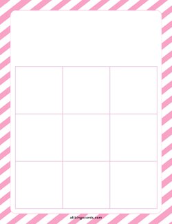 3x3 Blank Pink Stripes Bingo