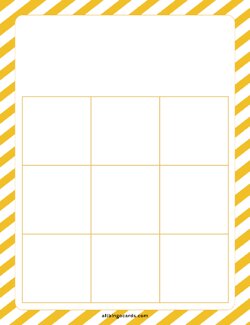 3x3 Blank Yellow Stripes Bingo