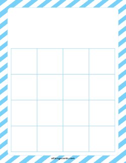 4x4 Blank Blue Stripes Bingo