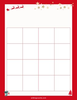 4x4 Blank Christmas Bingo