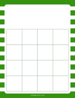 4x4 Blank Green Lines Bingo