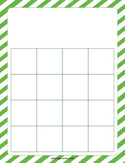 4x4 Blank Green Stripes Bingo