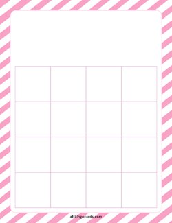 4x4 Blank Pink Stripes Bingo