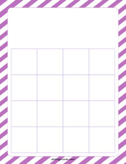 4x4 Blank Purple Stripes Bingo