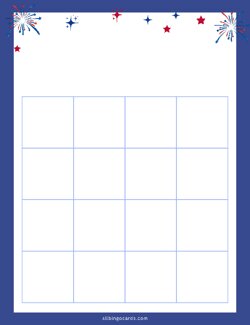 4x4 Blank Red Blue White Bingo