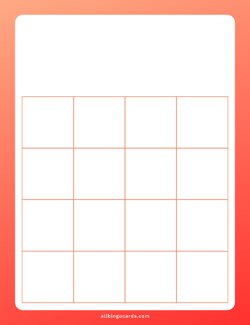 4x4 Blank Red Gradient Bingo