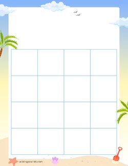 4x4 Blank Summer Bingo