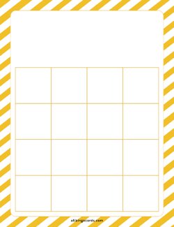 4x4 Blank Yellow Stripes Bingo