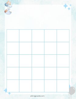 5x5 Blank Blue Baby Shower Bingo