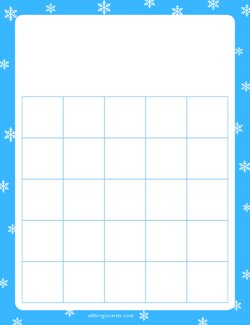 5x5 Blank Blue Snowflakes Bingo