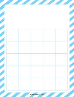 5x5 Blank Blue Stripes Bingo