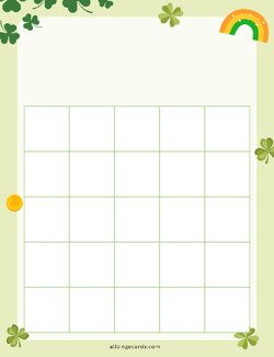 5x5 Blank Green Clovers Bingo