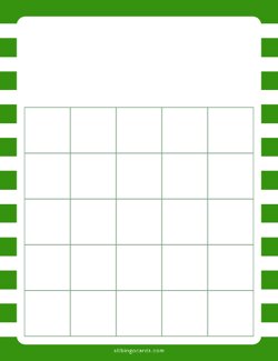 5x5 Blank Green Lines Bingo