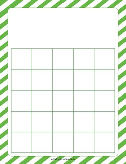 5x5 Blank Green Stripes Bingo