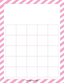 5x5 Blank Pink Stripes Bingo