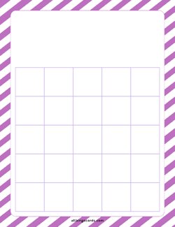 5x5 Blank Purple Stripes Bingo