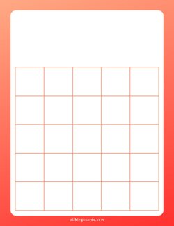 5x5 Blank Red Gradient Bingo