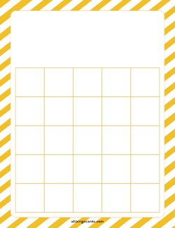 5x5 Blank Yellow Stripes Bingo