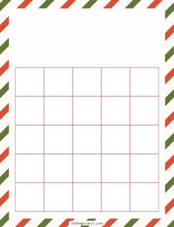 5x5 Blank Holiday Bingo