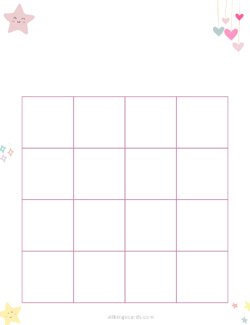 4x4 Blank Pink Star Bingo