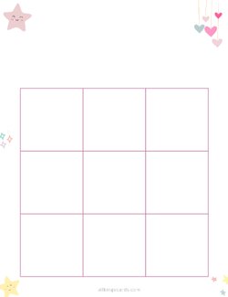 3x3 Blank Pink Star Bingo