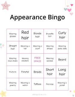 Appearance Bingo