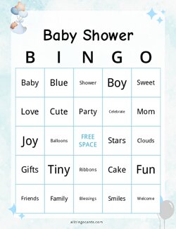 Blue Baby Shower Bingo