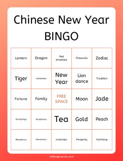 Chinese New Year Bingo