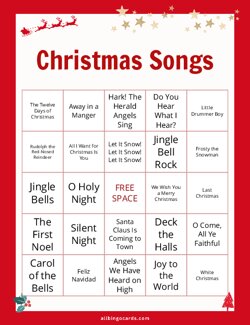 Christmas Songs Bingo