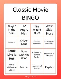 Classic Movie Bingo