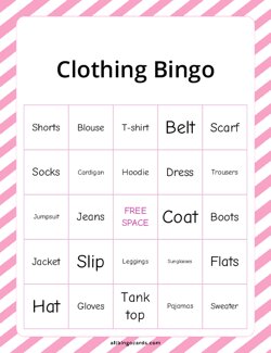 Clothing Bingo