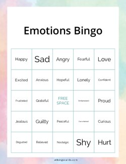 Emotions Bingo