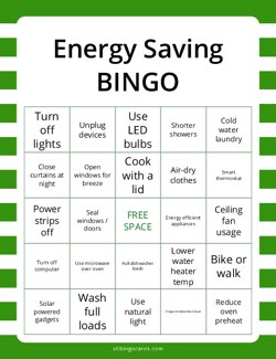 Energy Saving Bingo