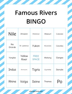 Famous Rivers Bingo
