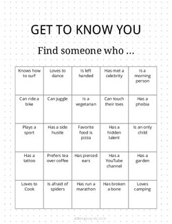 Get to Know you Bingo