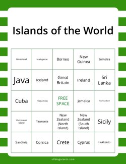 Islands of the World Bingo