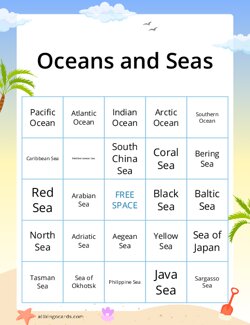 Oceans and Seas Bingo