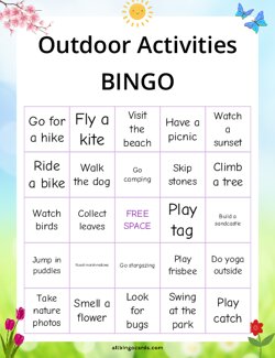 Outdoor Activities Bingo