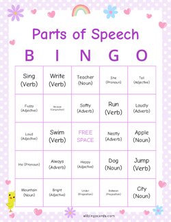 Parts of Speech Bingo